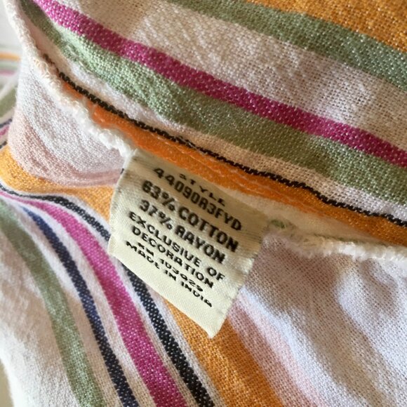 Caffe Marrakesh Colorful Vertical Stripe Top with Tassels Size L Cotton - Picture 6 of 13